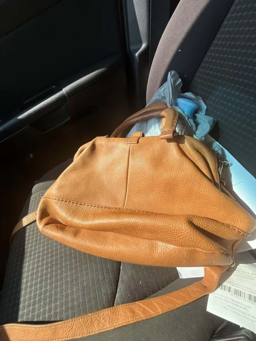 Ted Baker Tan Pebble Grain Leather Satchel with Crossbody Strap